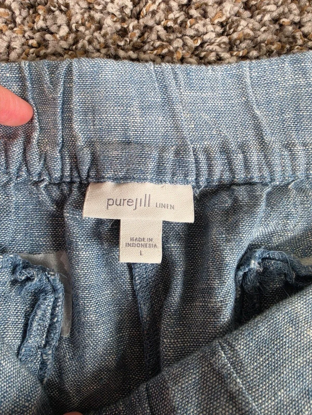 Pure Jill by J. Jill Womens Sz L Pull On Wide Leg Linen Pants Light Blue